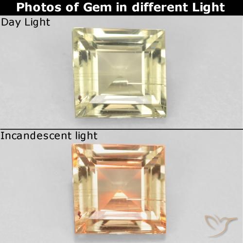 0.62ct Natürlicher Sehr helles Gelb Farbwechselnder Diaspor, Quadrat, VS
