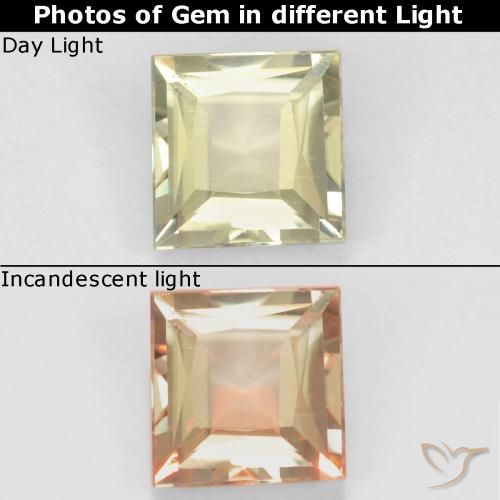 0.66ct Natürlicher Sehr helles Gelb Farbwechselnder Diaspor, Quadrat, VS