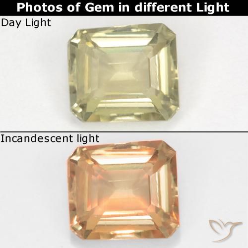 0.83ct Natürlicher Sehr helles Gelb Farbwechselnder Diaspor, Smaragdschliff, VS