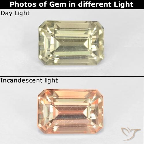0.74ct Natürlicher Sehr blasses Gelb Farbwechselnder Diaspor, Smaragdschliff, VS