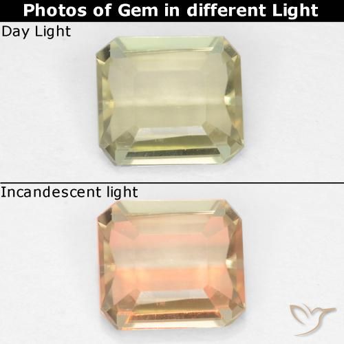 0.70ct Natürlicher Blasses Gelb Farbwechselnder Diaspor, Smaragdschliff, VS