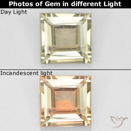 0.70ct Natürlicher Sehr helles Gelb Farbwechselnder Diaspor, Quadrat, VS