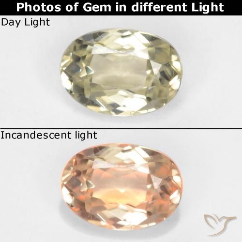 0.57ct Natürlicher hellgelb Farbwechselnder Diaspor, Oval, VVS-VS