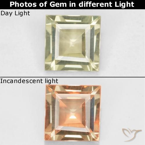 0.48ct Natürlicher Sehr blasses Gelb Farbwechselnder Diaspor, Quadrat, VS