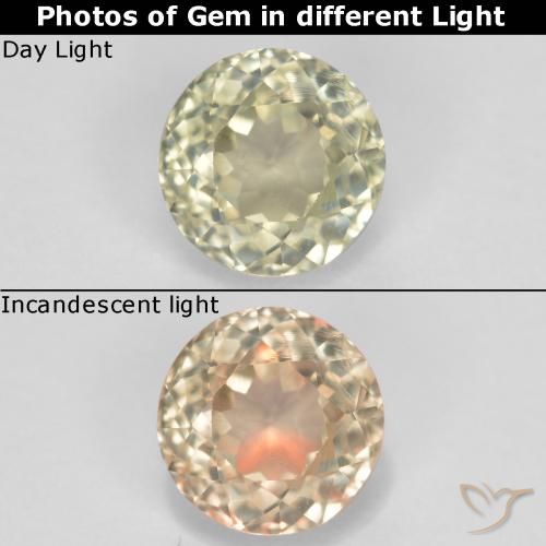 0.74ct Natürlicher Blasses Gelb Farbwechselnder Diaspor, Runden, VS