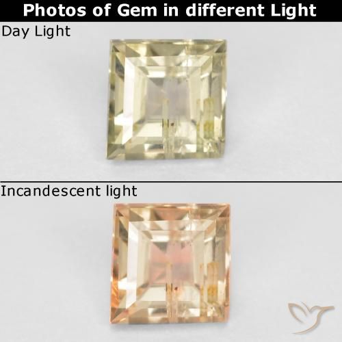 0.58ct Natürlicher Blasses Gelb Farbwechselnder Diaspor, Baguette, SI