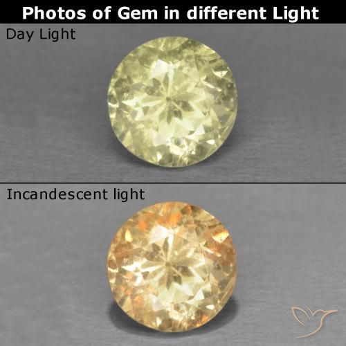 0.48ct Natürlicher hellgelb Farbwechselnder Diaspor, Runden, VS