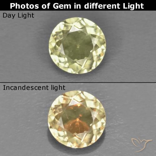 0.52ct Natürlicher hellgelb Farbwechselnder Diaspor, Runden, VS