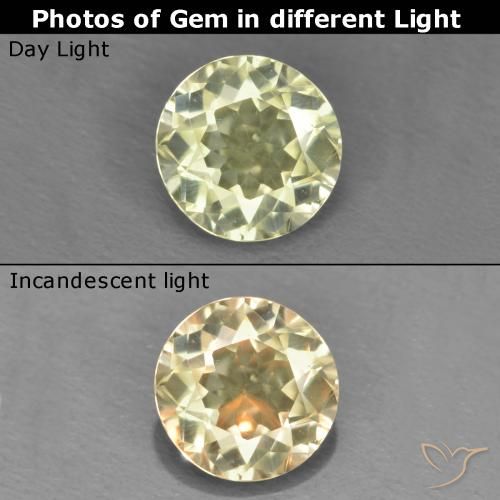 0.56ct Natürlicher hellgelb Farbwechselnder Diaspor, Runden, VS