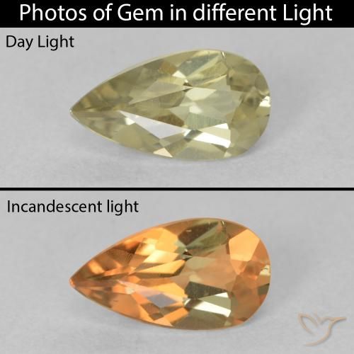 0.76ct Natürlicher Mittelgelb Farbwechselnder Diaspor, Birnenform, VVS