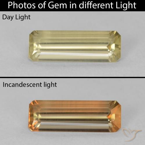 1.20ct Natürlicher hellgelb Farbwechselnder Diaspor, Smaragdschliff, VVS