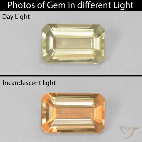 0.81ct Natürlicher Sanftes Gelb Farbwechselnder Diaspor, Smaragdschliff, VVS