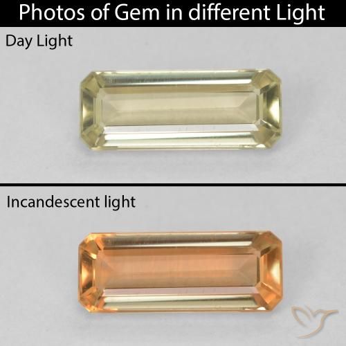 1.31ct Natürlicher hellgelb Farbwechselnder Diaspor, Smaragdschliff, VVS