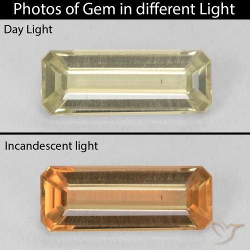1.35ct Natürlicher hellgelb Farbwechselnder Diaspor, Smaragdschliff, VVS