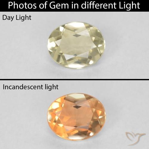0.32ct Natürlicher hellgelb Farbwechselnder Diaspor, Oval, VVS