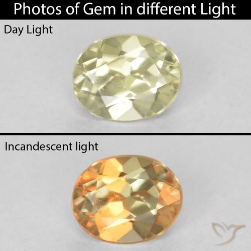 0.44ct Natürlicher hellgelb Farbwechselnder Diaspor, Oval, VVS