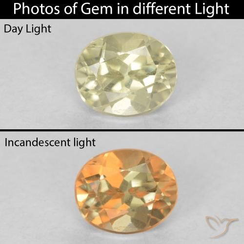 0.43ct Natürlicher hellgelb Farbwechselnder Diaspor, Oval, VS