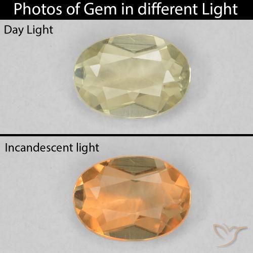0.33ct Natürlicher hellgelb Farbwechselnder Diaspor, Oval, VVS