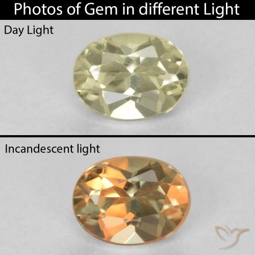 0.47ct Natürlicher hellgelb Farbwechselnder Diaspor, Oval, VVS