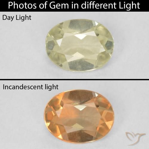 0.36ct Natürlicher hellgelb Farbwechselnder Diaspor, Oval, VVS