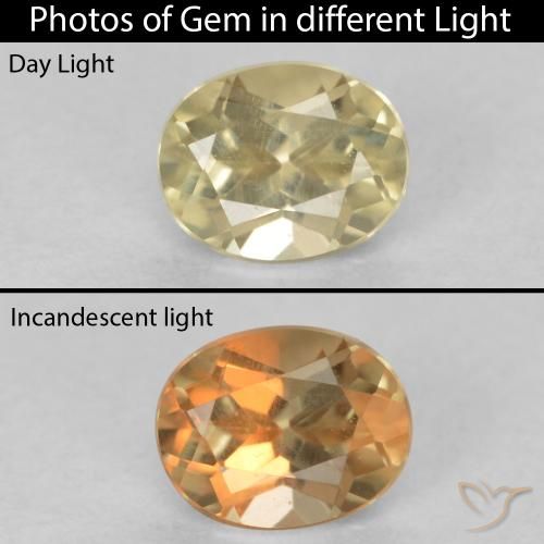 0.53ct Natürlicher hellgelb Farbwechselnder Diaspor, Oval, VVS