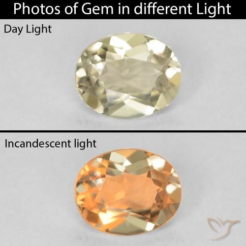 0.47ct Natürlicher hellgelb Farbwechselnder Diaspor, Oval, VVS