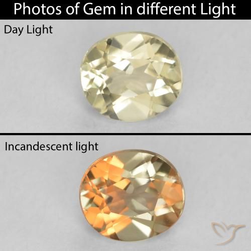 0.45ct Natürlicher hellgelb Farbwechselnder Diaspor, Oval, VVS