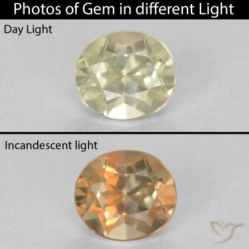 0.53ct Natürlicher hellgelb Farbwechselnder Diaspor, Oval, VVS
