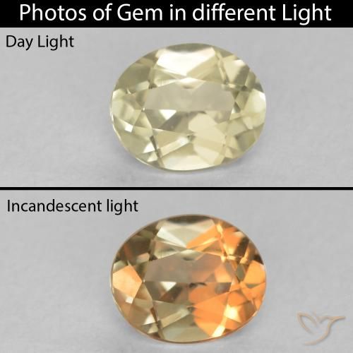 0.43ct Natürlicher hellgelb Farbwechselnder Diaspor, Oval, VVS