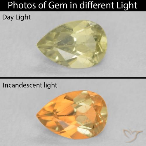 0.44ct Natürlicher Mittelgelb Farbwechselnder Diaspor, Birnenform, VS