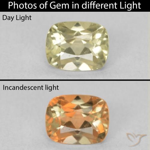0.81ct Natürlicher Sehr helles Gelb Farbwechselnder Diaspor, Kissen, VVS