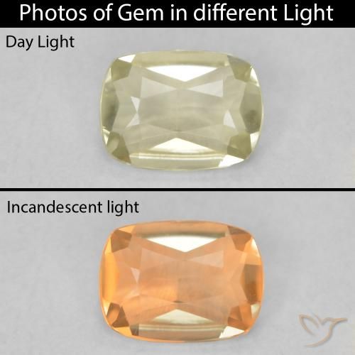 0.45ct Natürlicher hellgelb Farbwechselnder Diaspor, Kissen, VVS