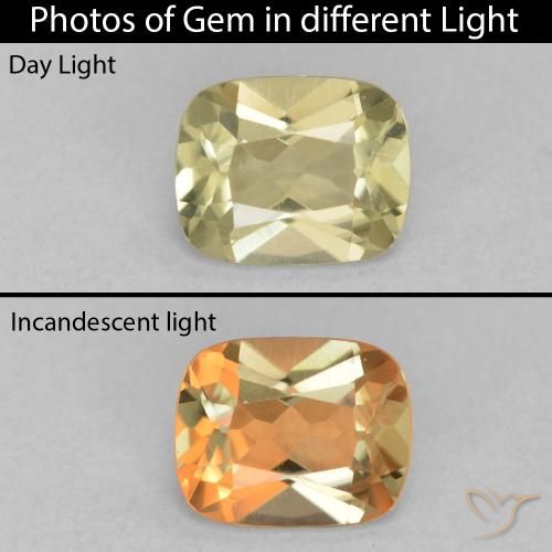 1.23ct Natürlicher Blasses Gelb Farbwechselnder Diaspor, Kissen, VVS