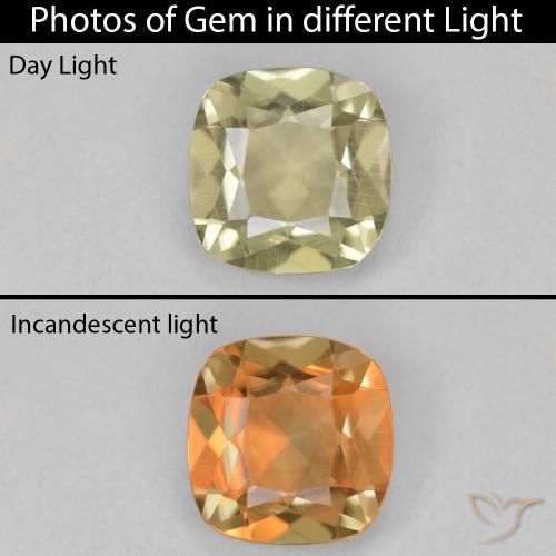 1.36ct Natürlicher Blasses Gelb Farbwechselnder Diaspor, Kissen, VVS