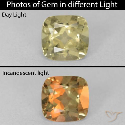 1.24ct Natürlicher Blasses Gelb Farbwechselnder Diaspor, Kissen, VS