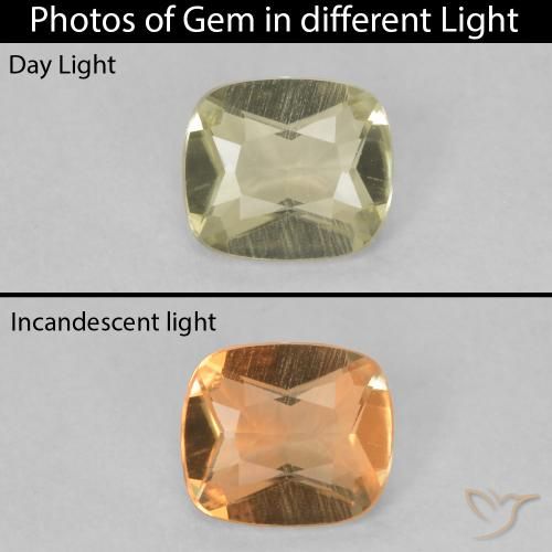 0.44ct Natürlicher hellgelb Farbwechselnder Diaspor, Kissen, VVS