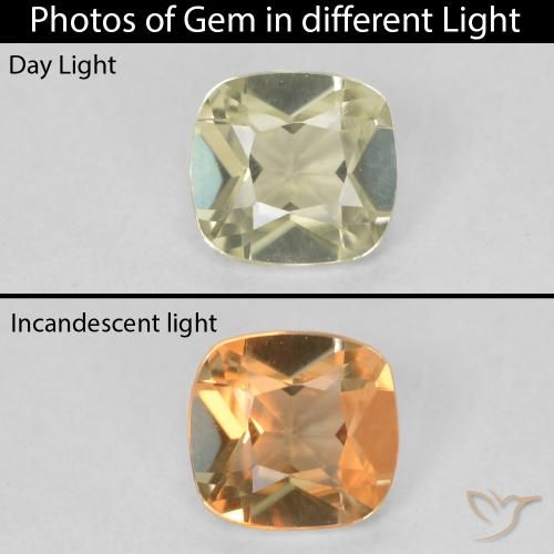 0.57ct Natürlicher hellgelb Farbwechselnder Diaspor, Kissen, VVS