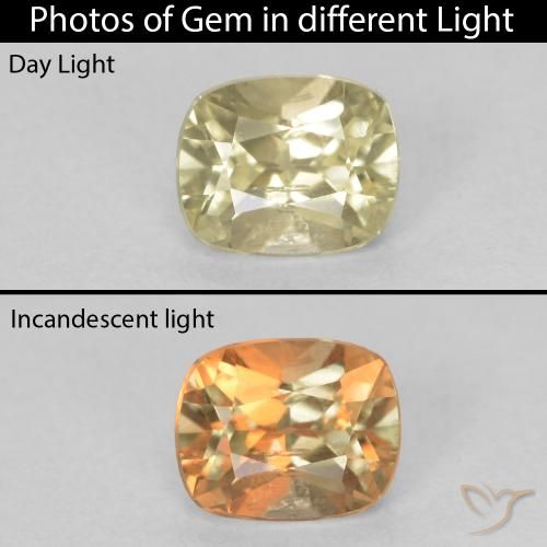 0.74ct Natürlicher hellgelb Farbwechselnder Diaspor, Kissen, VS