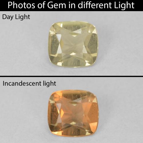 0.54ct Natürlicher hellgelb Farbwechselnder Diaspor, Kissen, VS