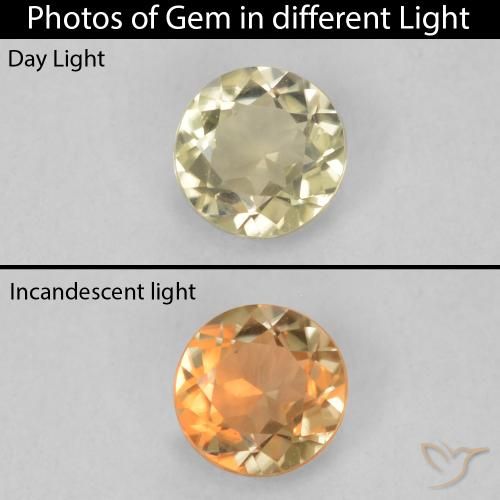 0.21ct Natürlicher hellgelb Farbwechselnder Diaspor, Runden, VVS-VS