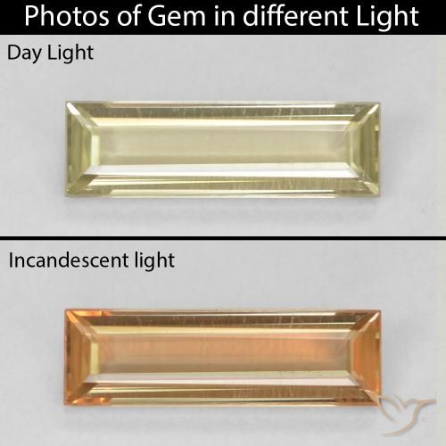 1.08ct Natürlicher Sehr blasses Gelb Farbwechselnder Diaspor, Baguette, VVS-VS