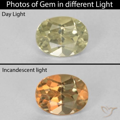 0.88ct Natürlicher Sehr helles Gelb Farbwechselnder Diaspor, Oval, VVS-VS