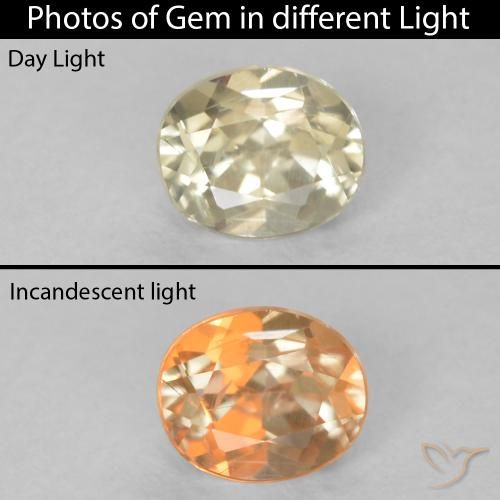 0.33ct Natürlicher Gelbes Beige Farbwechselnder Diaspor, Oval, VS