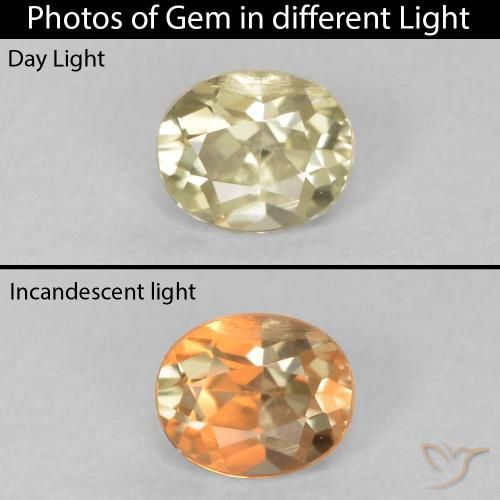0.41ct Natürlicher Blasses Gelb Farbwechselnder Diaspor, Oval, VS