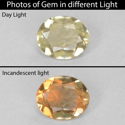 0.41ct Natürlicher Sehr helles Gelb Farbwechselnder Diaspor, Oval, VS