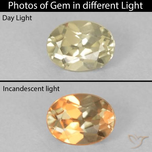 0.38ct Natürlicher Blasses Gelb Farbwechselnder Diaspor, Oval, VS