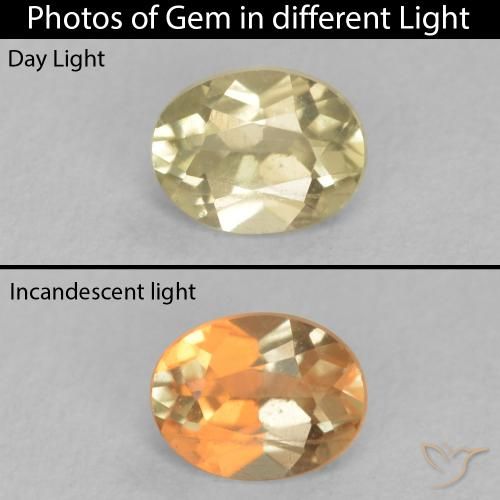 0.36ct Natürlicher hellgelb Farbwechselnder Diaspor, Oval, VS