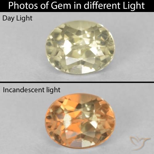 0.40ct Natürlicher hellgelb Farbwechselnder Diaspor, Oval, VS