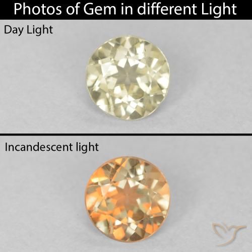 0.31ct Natürlicher hellgelb Farbwechselnder Diaspor, Runden, VVS-VS