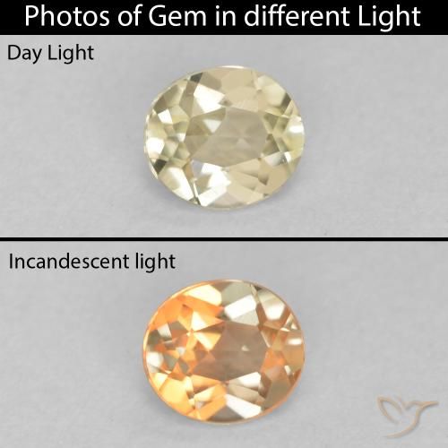 0.34ct Natürlicher hellgelb Farbwechselnder Diaspor, Oval, VVS-VS